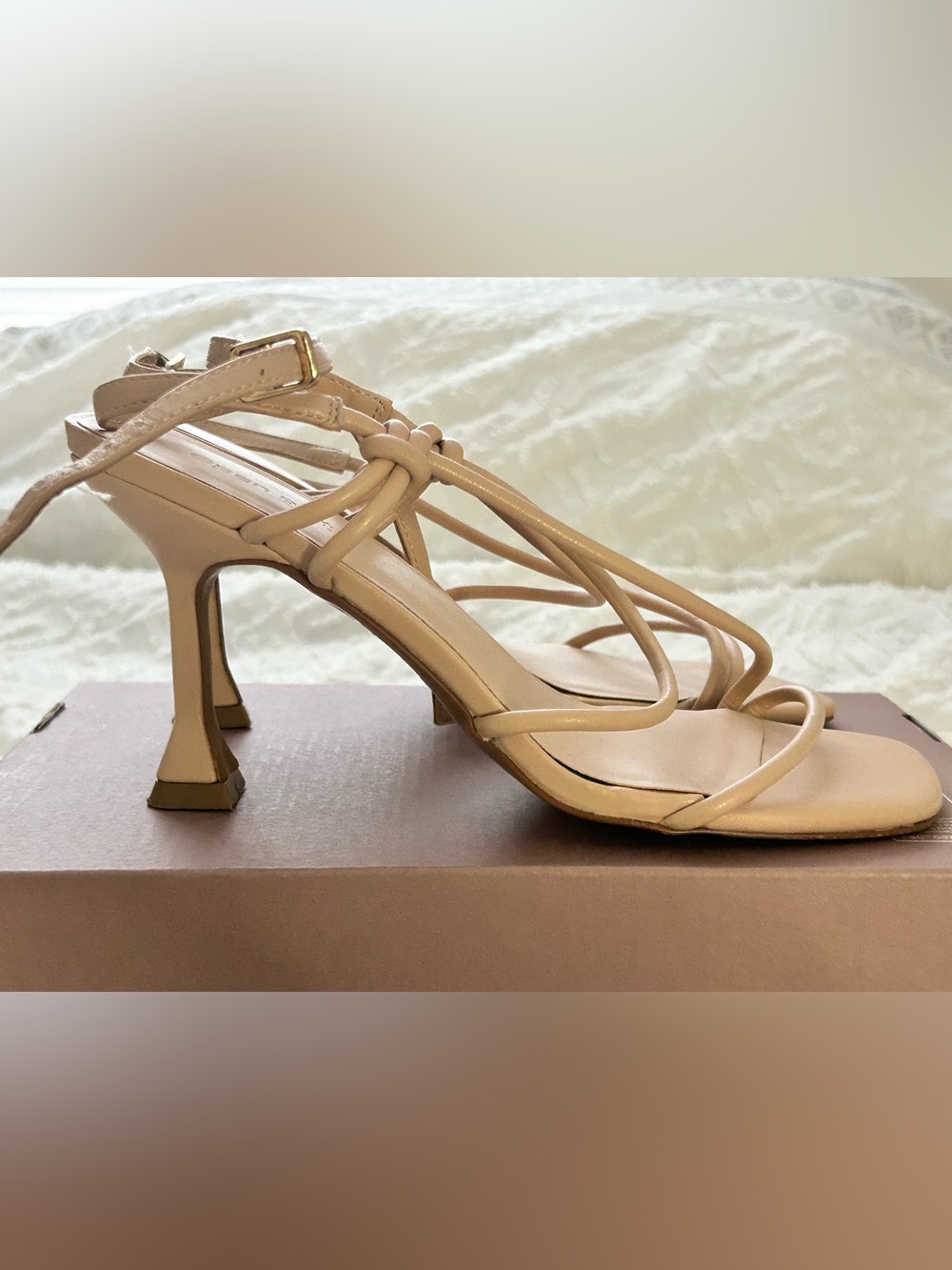 Open Edit Strappy Tan Heels